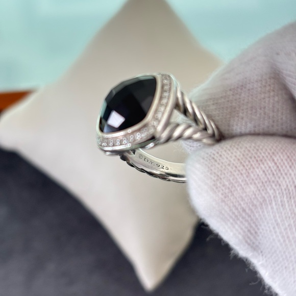 David Yurman 11mm Albion Ring with Black Onyx & Diamonds 5 - Picture 9 of 12